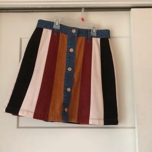 button up striped skirt